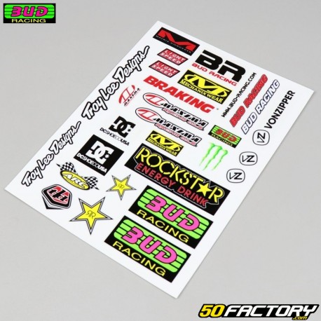 Stickers Bud Racing,  Rockstar, TLD ... (plate)