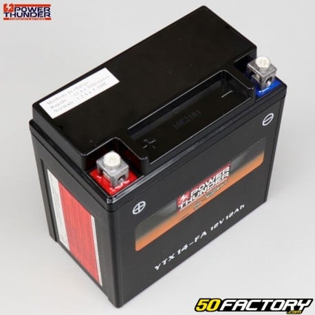 Batterie Power Thunder YTX14-FA 12V 12Ah acide sans entretien Gilera GP 800, Aprilia SRV, Italjet...
