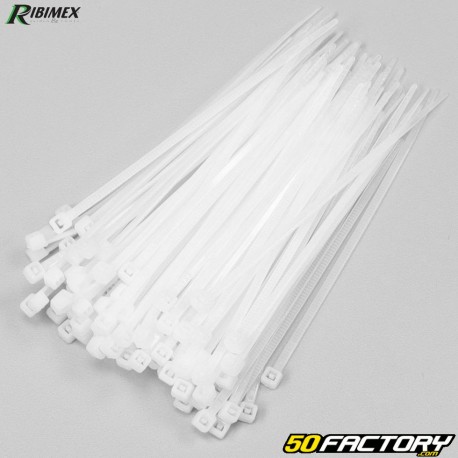 Colliers plastique (rislan) 2.5x100mm Ribimex blancs (100 pièces)