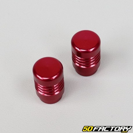 Red round valve caps