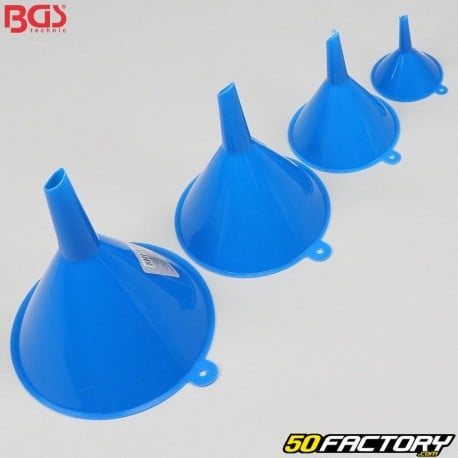 Blue BGS plastic funnels (set of 4)