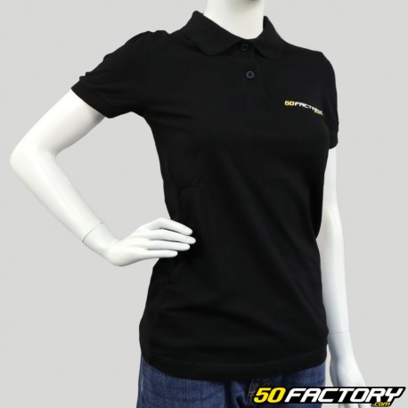 Camisa polo feminina 50 Factory preto