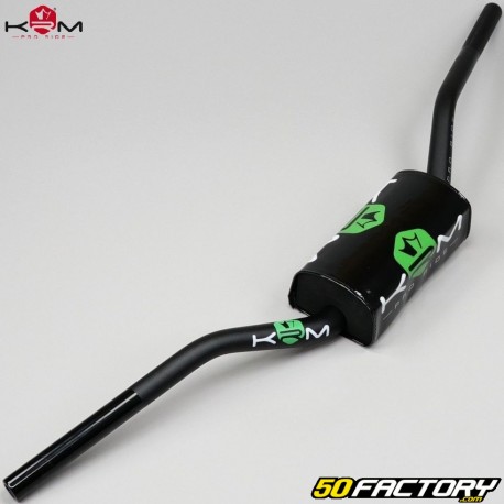 Guidon fatbar alu Ø28mm KRM Pro Ride noir et vert avec mousse