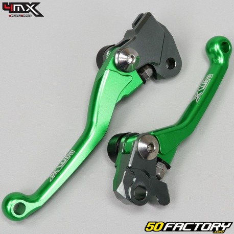 Leviers de frein avant et d'embrayage Kawasaki KX 65, 85, 125, Suzuki RM-Z 250, 450... 4MX verts