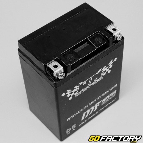 Batería WTX14AHL-FA SLA 12V 14Ah ácido sin mantenimiento Yamaha FZR Suzuki GSX, Kawasaki KLR ...