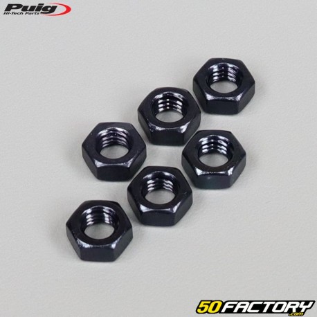 Puig black anodized nuts Ã6x1.00mm (set of 6)