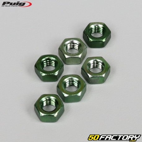 6x1.00mm Noci Puig anodizzati verdi (set di 6)