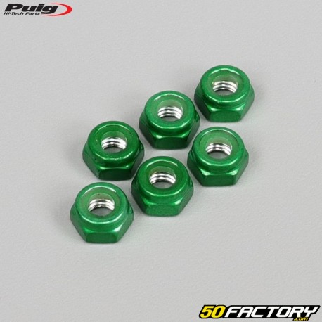 Puig green anodized lock nuts (set of 6)