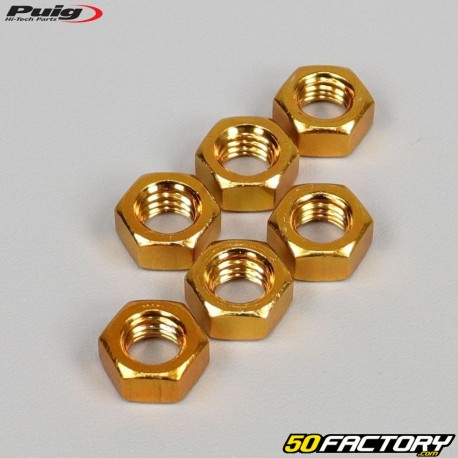 Puig golden eloxierte Muttern Ã8x1.25mm (Set von 6)