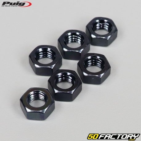 Puig black anodized nuts Ã8x1.25mm (set of 6)