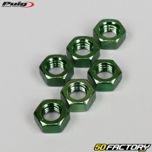 Ø8x1.25mm Puig green anodized nuts (set of 6)