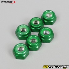 Tuercas autoblocantes Puig anodizadas verdes Ø8x1.25mm (juego de 6)