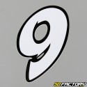 Number 9 white sticker