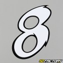 Number 8 white sticker