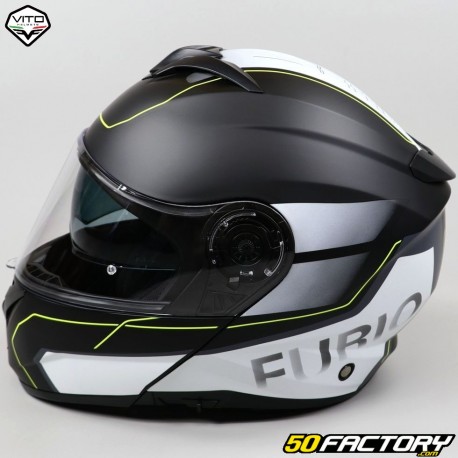 Casco modulare Vito Furio nero opaco e giallo