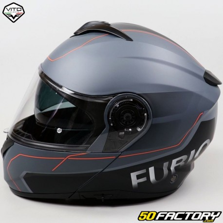 Capacete modular Vito Furio fosco preto e vermelho