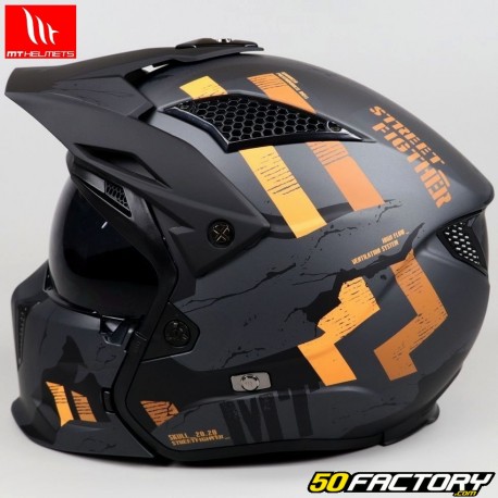 Capacete modular MT Helmets Streetfighter Skull cinza fosco