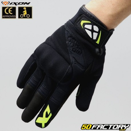 Guantes Street Ixon RS Motocicleta negra y amarillo neón aprobada por Delta CE