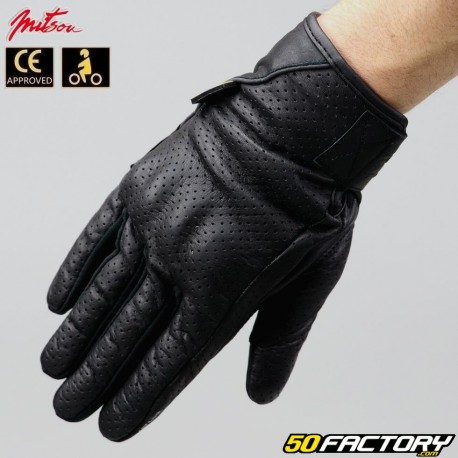 Mitsou Square V street gloves CE approved black motorcycle