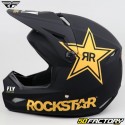 Casco cross Fly Kinetic Rockstar negro mate y dorado