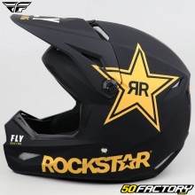 Casco cross Fly Kinetic Rockstar  negro mate y dorado