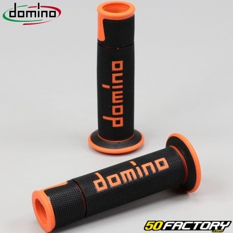 Poignées Domino A450 Road-Racing Grips noires et oranges