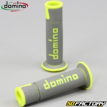 Poignées Domino A450 Road-Racing Grips grises et jaunes fluo