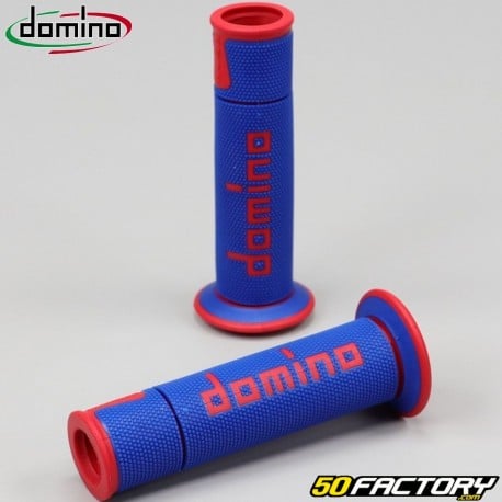 Poignées Domino A450 Road-Racing Grips bleues et rouges