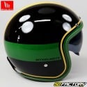 Casco jet MT Helmets Le Mans II negro y verde brillante