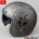 Jet helmet MT Helmets Le Mans II Skull&amp;Roses gray