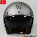 Casco jet MT Helmets Le Mans II Skull&Roses grigio