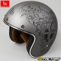 Casco jet MT Helmets Le Mans II Skull&amp;Roses gris