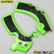 Protections de cadre Kawasaki KXF 450 (2009 - 2018) Acerbis X-Grip vertes et noires