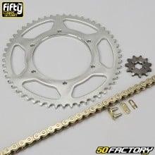 Kit de correntes reforçada XNUMXxXNUMXxXNUMX Aprilia RX Derbi Senda, Gilera SMT XNUMX Fifty dourado