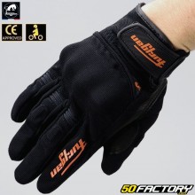 Gants Furygan Jet D3O homologués CE moto noirs et oranges