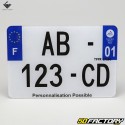 License plate motorcycle, scooter 210x140 mm homologated (no. ending par 2 letters)