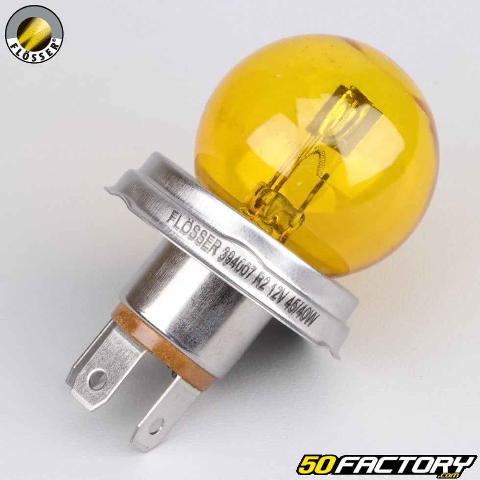 Ampoule de phare P45T (R2) 12V 45/40W jaune Flosser - pièce équipement