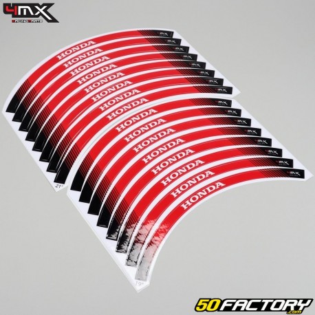 Honda 4 red rim stripe stickers