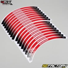 Felgenrandaufkleber Honda 4 MX rot