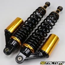 360 mm Paioli type rear gas shock absorbers Peugeot 103, MBK 51... black and gold