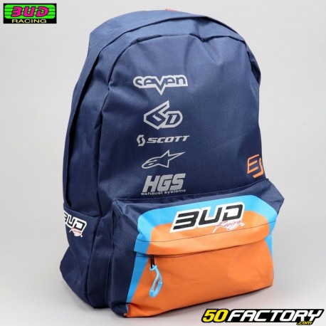 Rucksack Bud Racing Blaues und orangefarbenes Schulteam
