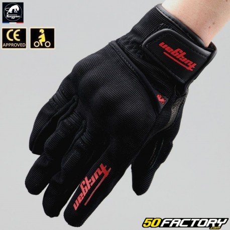 Gants femme Furygan Jet Lady D3O homologués CE moto noirs et rouges