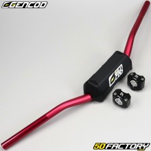 Guidon Fatbar alu Ø 28 mm Gencod rouge avec pontets et mousse noirs