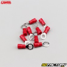 Terminales conectores de anillo Ø5 mm crimpado Lampa rojos (paquete de 10)