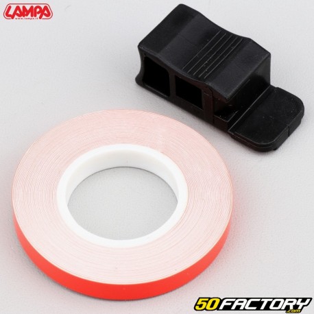 Adhesivo cinta para borde de llanta Lampa rojo fluorescente con aplicador 7 mm