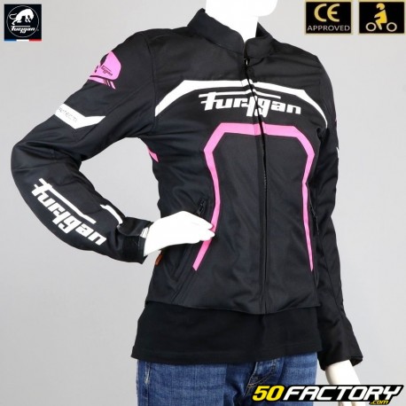 Damenjacke Furygan Mystic Lady Evo CE homologiertes Motorrad D3O schwarz, weiß und pink