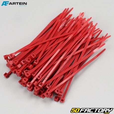 Plastic clamps (rislan) 2.5x100 mm Artein red (100 pieces)
