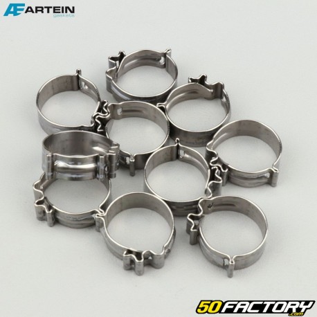 Ã˜15 mm W4 clip-on hose clamps Artein stainless steel (set of 10)