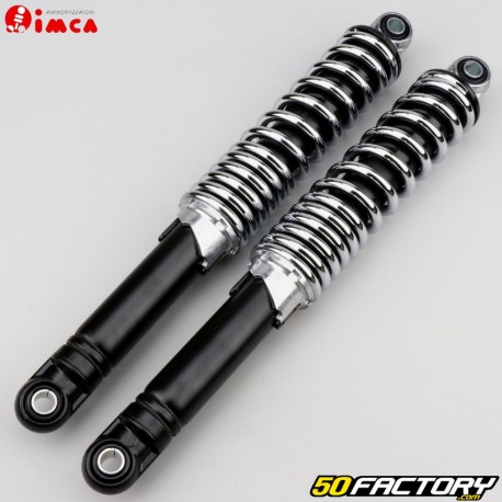 320mm adjustable rear shock absorbers Peugeot 103, MBK 51, Motobecane black and chrome Imca