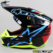 Helmet cross Alpinestars S-M5 Black and neon yellow action